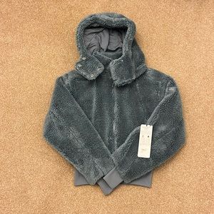Alo yoga foxy Sherpa jacket Steel blue XS NWT